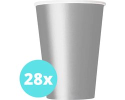 Bekers Karton Zilver - 28 stuks - Kartonnen Bekers 250ml - Wegwerp bekers - Bekers Karton Verjaardag Kinderen - Kinder Feestje Kind - Limonadebekers - Koffie / Siroop - Bekers Papier - 28 Stuks van 250 ml Zilver