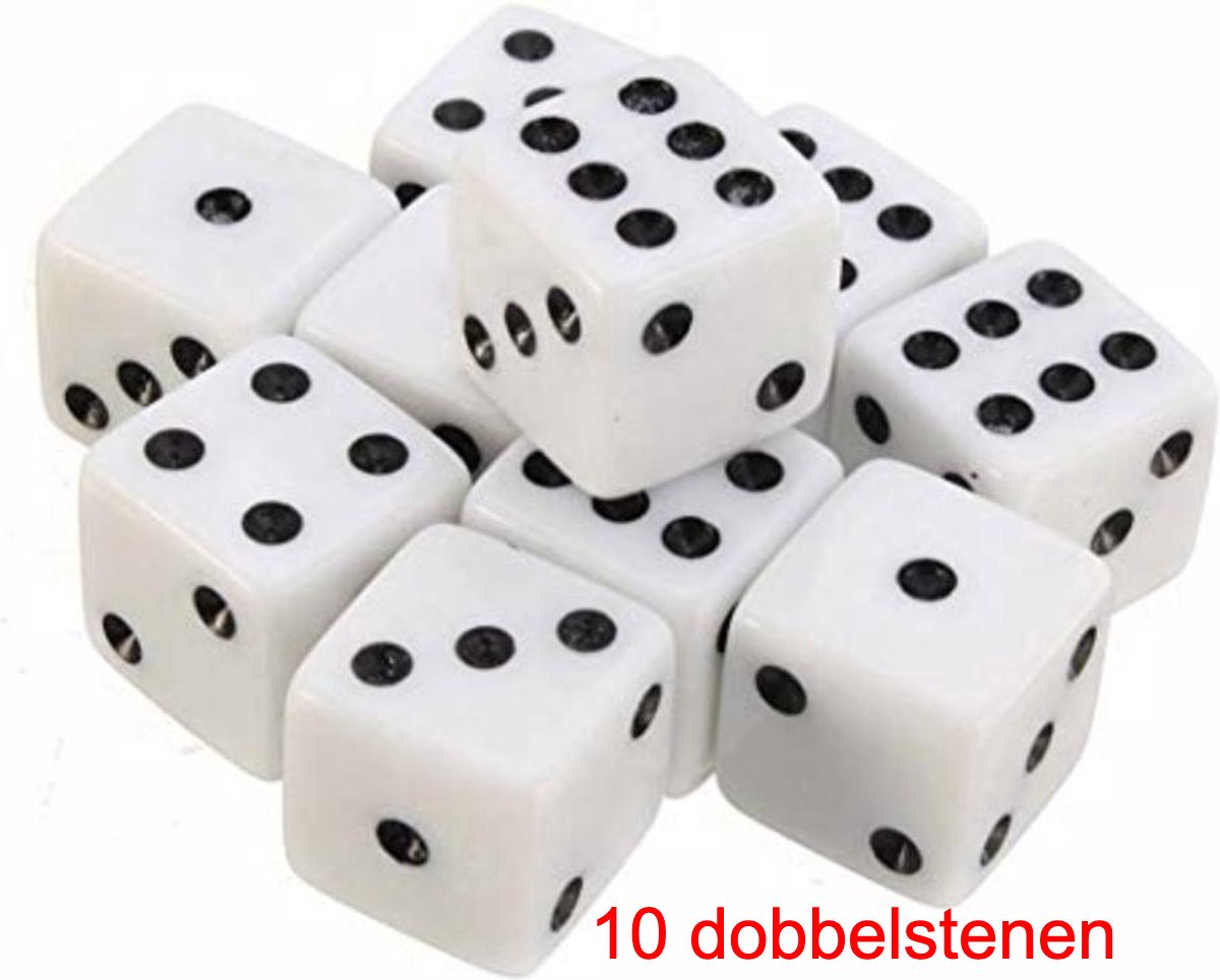 CHPN - 10-delige Witte Dobbelstenenset - Perfect voor Yahtzee & andere Bord- & Gezelschapsspelletjes!" - Dobbelstenen - Dobbelen - Spelletjes - Spellen - Set van 10 stuks