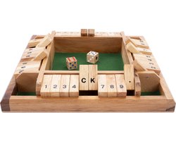 Shut The Box 4 Spelers – Houten Dobbelspel – Klassiek Gezelschapsspel – Familiespel met Vilt – 2 Dobbelstenen – Engelhart