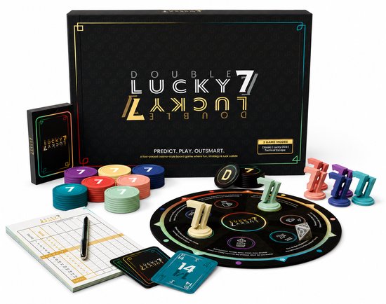 Double Lucky 7 - Gezelschapsspel voor volwassenen en families - 2026 Editie met Lucky Wheel – Bordspel & kaartspel in 1 met verrassende twists - jaar - 2 tot 7 spelers - 40 min.