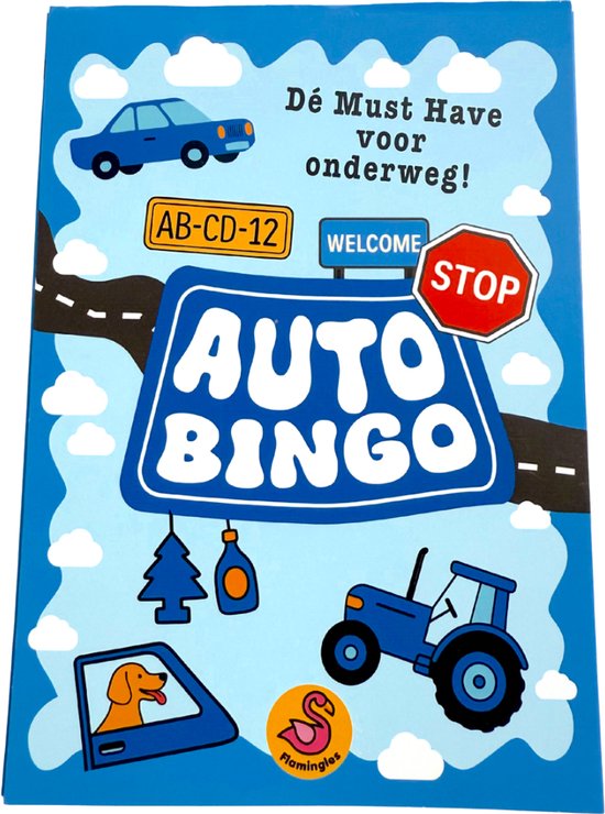 Flamingles Auto Bingo – Reisspel voor Onderweg – Spelletje voor in de Auto – Bingo voor Kinderen & Volwassenen – Vakantie Must-Have – Autospel Cadeau