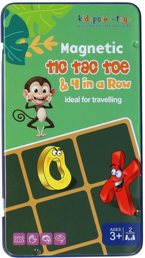Magnetische Reisspel in Blik Tic, Tac, Toe & 4 op een Lijn