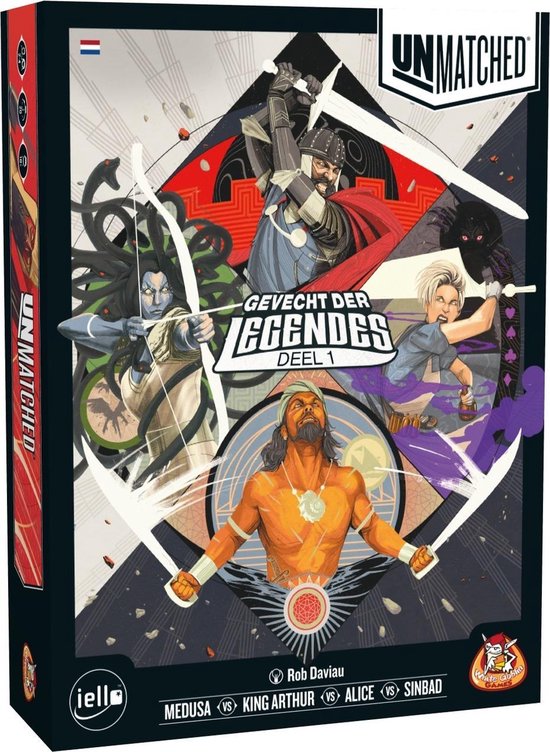 White Goblin Games - Unmatched: Gevecht der Legendes - expertspel - 2 tot 4 spelers - 20 minuten - jaar - Met de helden: Medusa, King Arthur, Alice en Sinbad