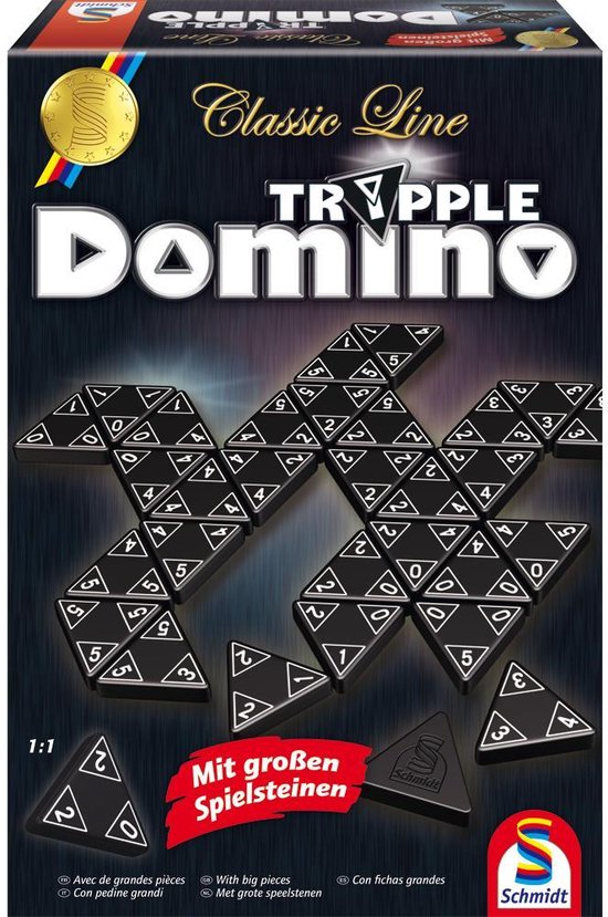 Schmidt® - Tripple Domino - Classic Line - Jeu de société - Jeu de dominos stratégique avec pièces triangulaires - Dès 6 ans - 1-4 joueurs