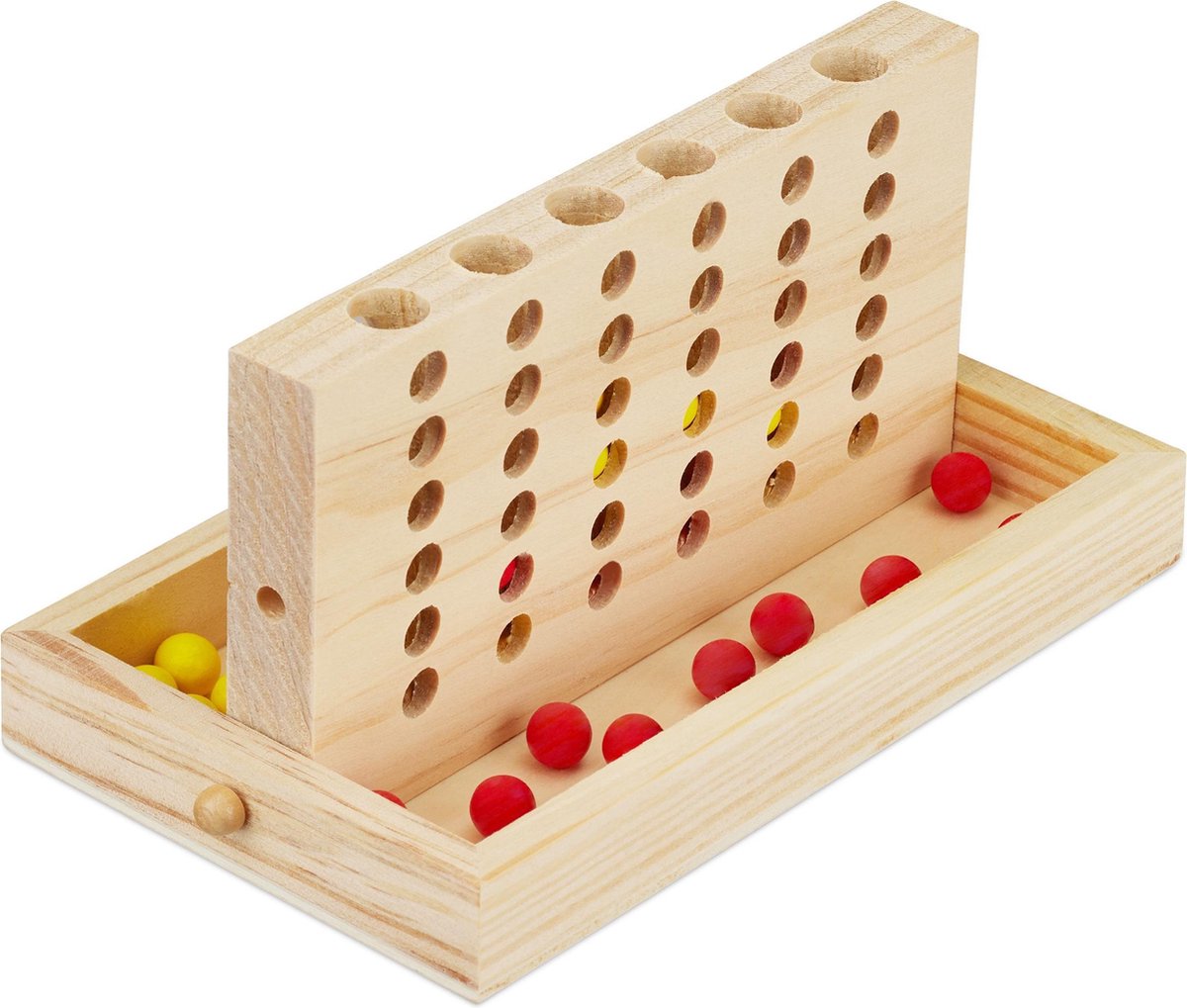 relaxdays 4 en ligne - jeu de société - jeu de voyage - bois - 2 x 18 pions - puissance 4