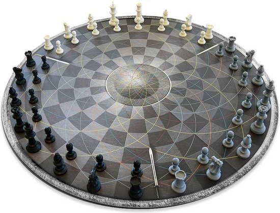 MikaMax Chess for Three - Échiquier XL pour 3 personnes - Jeu d'échecs - Jeu de société - Échiquier 3 joueurs - ø 55CM
