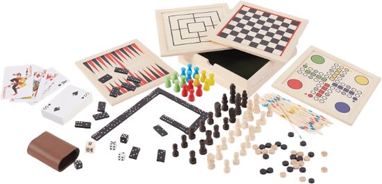 Houten Spellendoos 9-In-1 - Pocket Editie - Reisversie - Kerst - Verjaardag - Cadeau