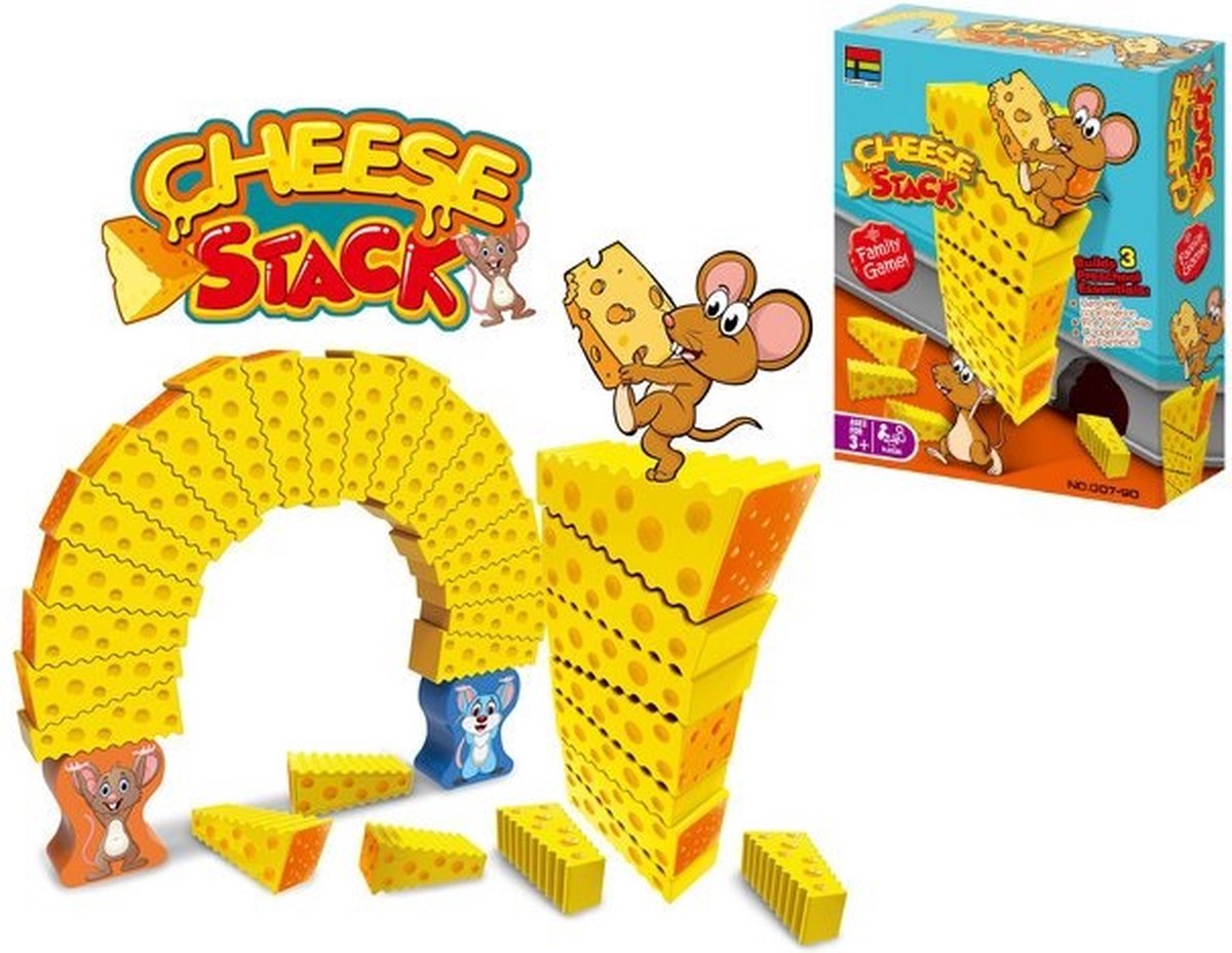 Kaas & Muis Balans Spel - Jeu d'équilibre - Empilez les blocs de fromage et testez votre équilibre - Jeu de société pour toute la famille