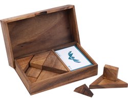 Tangram Animals – Houten Puzzelspel – Acaciahout – Dieren Vormen – Inclusief Opbergkistje – Engelhart