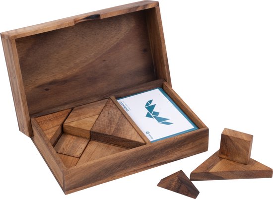 Tangram Animals – Houten Puzzelspel – Acaciahout – Dieren Vormen – Inclusief Opbergkistje – Engelhart
