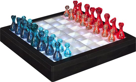 Échiquier LED - Jeu de stratégie lumineux - Pièces modernes transparentes - Idéal pour les parties en soirée et comme cadeau