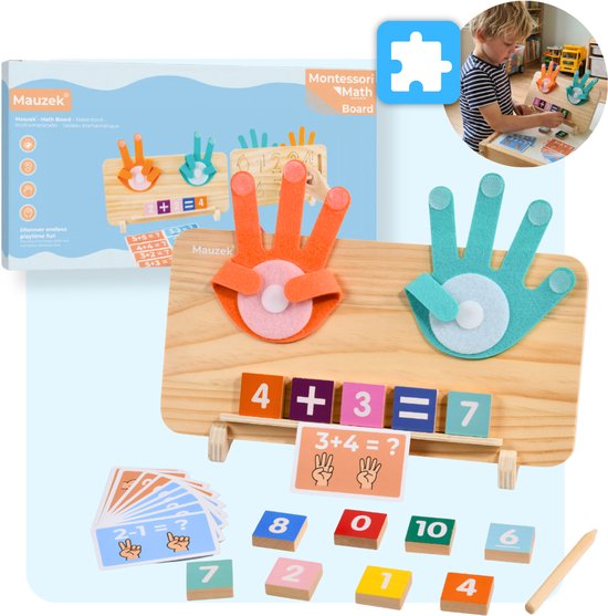 Mauzek® Dubbelzijdig Rekenbord - Montessori speelgoed - Rekenen - Houten Speelgoed - Schrijven - Getallen - Cijfers leren - Educatief speelgoed - Sensorisch speelgoed - Peuter speelgoed - Jongens - Meisjes - Kind - 3 jaar - 4 jaar - 5 jaar - 6 jaar