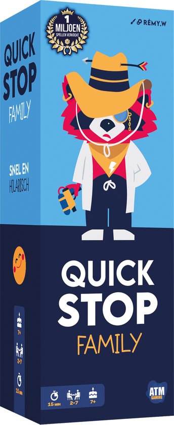 Quickstop Family - ATM Gaming – Kaartspel voor gezin & kinderen – Familiespel met letters en categorieën – 2-7 spelers – jaar