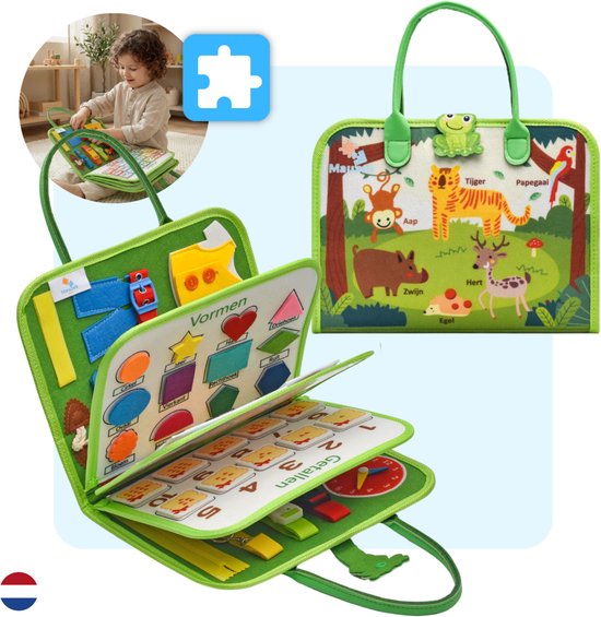 Mauzek® Busy Board Bos - Belgisch - Montessori speelgoed - Activiteitenboek - Sensorisch Speelgoed - Reisspeelgoed - Educatief Speelgoed - Peuter Speelgoed - Jongens - Meisjes - Voor in de auto - Voor onderweg - 3 jaar - 4 jaar - 5 jaar - 6 jaar