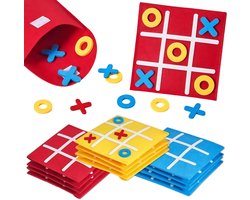 Dailygoods- Tic Tac Toe Spel 12-delig - Vilt Bordspel - Duurzaam Mini-Spel - Cadeautje Kinderen - Reisspel - Perfect voor Feestjes