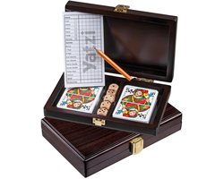 Philos Kaartset met dobbelstenen en Yahtzee scorekaart - Houten box