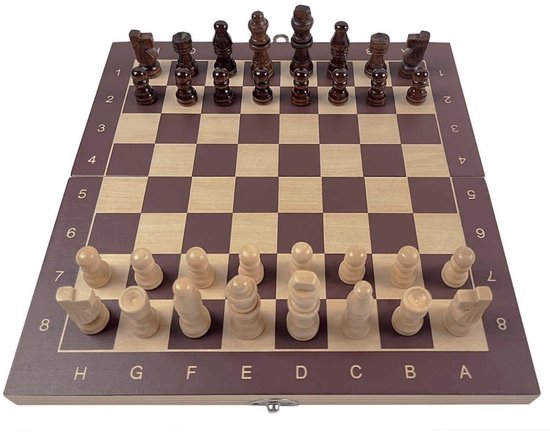 3‑in‑1 Houten Bordspel – Schaken, Dammen & Backgammon – Inklapbaar Bord – 29,5×29,5 cm