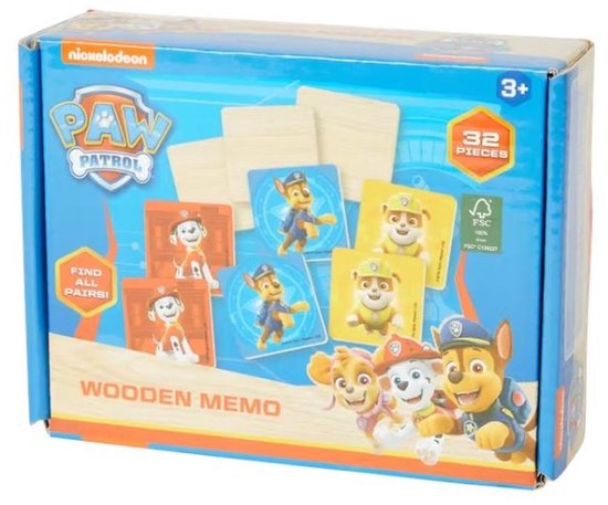 Paw Patrol - Blauw / Multicolor - Karton - Spel - 32 kaarten - Educatief Geheugenspel - Memo spel - Leerspel - geheugen spel
