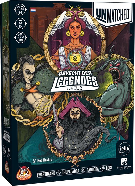 White Goblin Games - Unmatched: Gevecht der Legendes 3 - expertspel - 2 tot 4 spelers - 20 minuten - jaar - Met de helden: Zwartbaard, Loki, Chupacabra en Pandora
