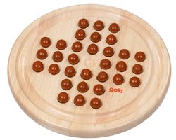 Solitaire spel 23x2cm - Inclusief houten knikkers - Gemaakt van rubberboomhout