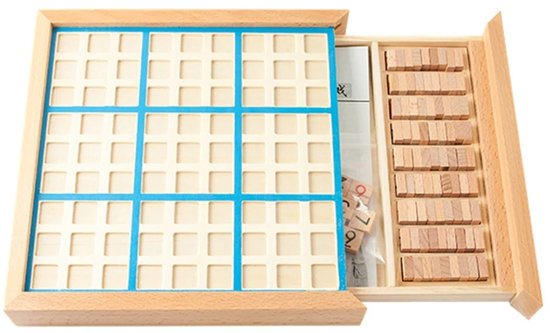 NordHaus Houten Sudoku Bordspel - Sudoku Puzzelspel - Breinbreker Spel - Met Lade en 81 Tegels - 22,5 cm