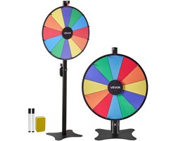 VEVOR 24-Inch Draaiwiel met 12 Gleuven, Standaard, Afwasbaar Oppervlak en 2 Markers, In Hoogte Verstelbaar, Roulette-Draaiwiel, Kansspel voor Feesten, Cafés, Kermissen en Festivals