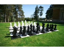 XXXL Groot Schaakspel - Schaken tot 64 cm hoge Koning - UV beschermd- met Rubber mat 490x490cm 100 kg. - 2 delig vulbaar met zand of water - Lange levensduur Robuust en Ultraviolet bestendig - Compleet spel super gedetailleerde stukken