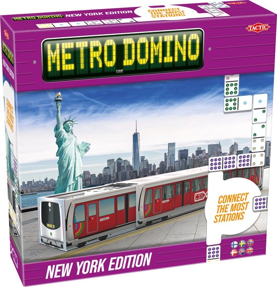 Tactic Metro Domino: New York Edition – Bordspel – Luxe Uitvoering – Strategisch Dominospel met Stations en Metrofiches – Jaar – 2 tot 4 Spelers