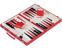 backgammon koffer - met accessoires - 5 x 36,5 x 24 cm - reiseditie - kunstleer