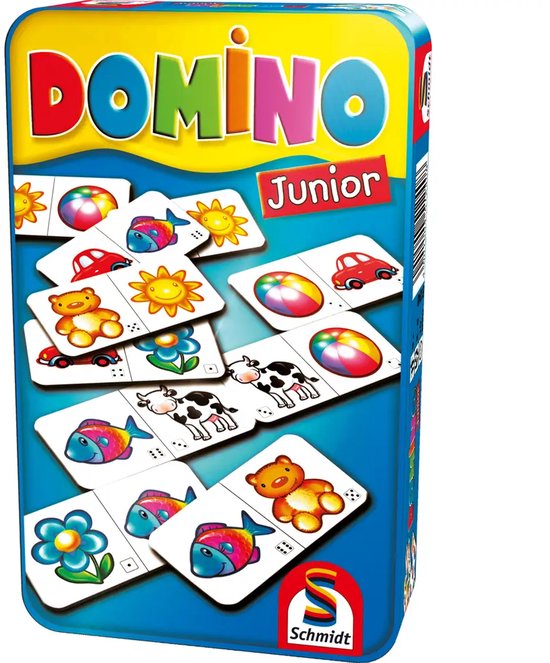Schmidt® - Domino Junior - Kinderspel - Legspel met afbeeldingen en stippen - jaar - 2-6 spelers - Reisspel