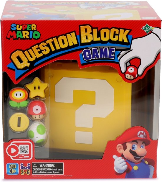Super Mario Question Block Game - Jeu familial 2-6 joueurs - Dès 4 ans - Scannez le code QR pour voir comment jouer