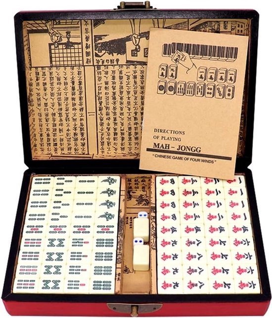 Jeu de société Mahjong - Jeu de société - Coffret - Édition Luxe - 28cmx19cm- M