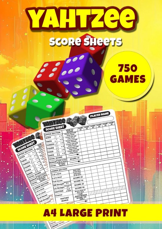 Scoreblokken Spel Blokken Grote Letters A4 - 750 Blanco Formulieren voor Yathzee Spel