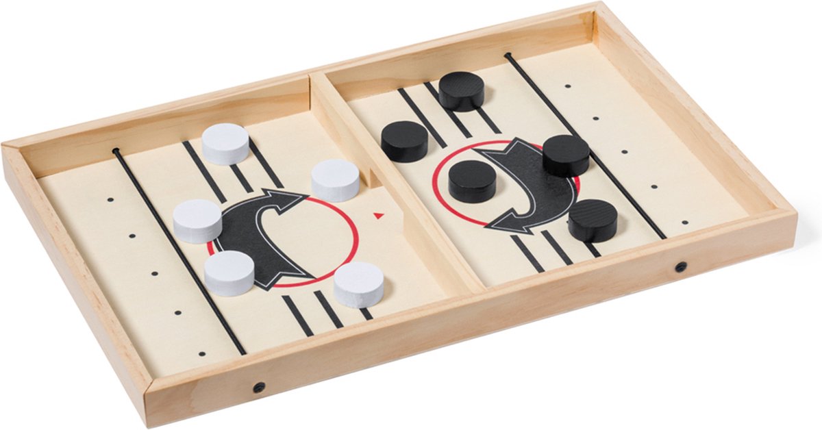 Slingpuck Game - Jouet - Slingshot - Hockey - Passe-trappe en bois - Jeu de société - Jeux d'ambiance - 35 x 22 cm