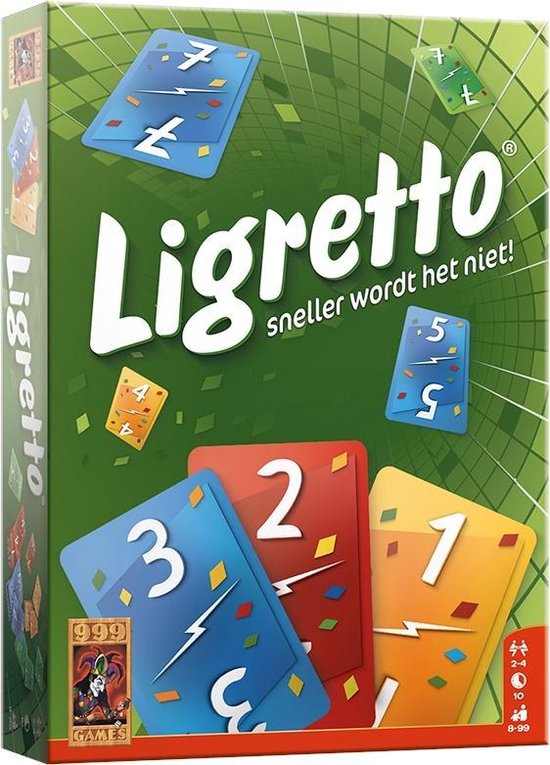 999 Games - Ligretto: Vert - Jeu de cartes - Tout le monde joue en même temps - Jeu familial - Jeu de société - Jeu d'action - Petit cadeau