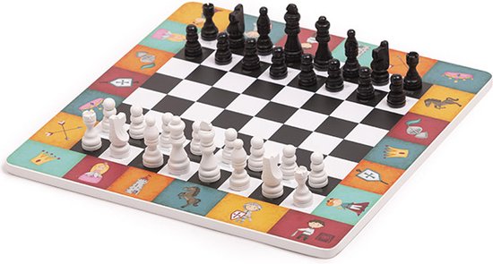 Eurekakids My Frist Chess - Jeu d'échecs en bois avec illustrations - Échecs avec pièces en bois - Jeu d'échecs pour enfants - 33 x 33 cm