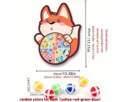Vos Kleefbal Dartbord Set – Inclusief 6 Kleefballen – Leuk Mikspel voor Kinderen – Indoor & Outdoor Speelgoed – Educatief Bordspel – Veilig voor Peuters en Kleuters – Cadeau voor 3 Jaar en Ouder