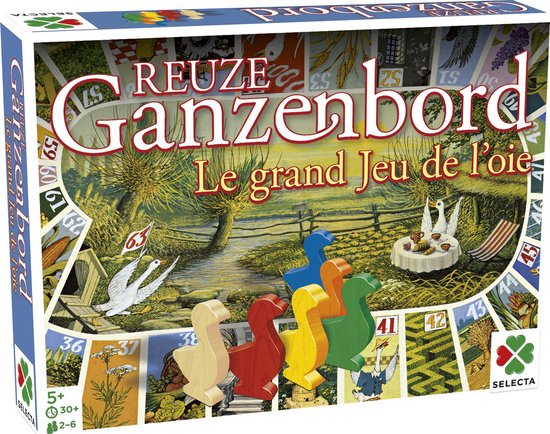 Tactic Selecta Reuze Ganzenbord – Klassiek Bordspel in Extra Groot Formaat – Inclusief Speelbord, Houten Ganzen en Dobbelsteen – Vanaf 5 Jaar