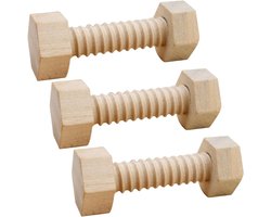 Drukvaste moer- en boutset, 3-delig/set, professioneel houten speelgoed, voor leren en educatie, geschikt voor doe-het-zelf schroefspeelgoed voor peuters van 1-3 jaar en kleuters.