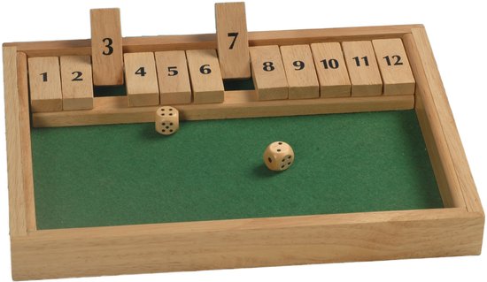 Hot games Shut the box 12 cijfers 31x23x3cm hout