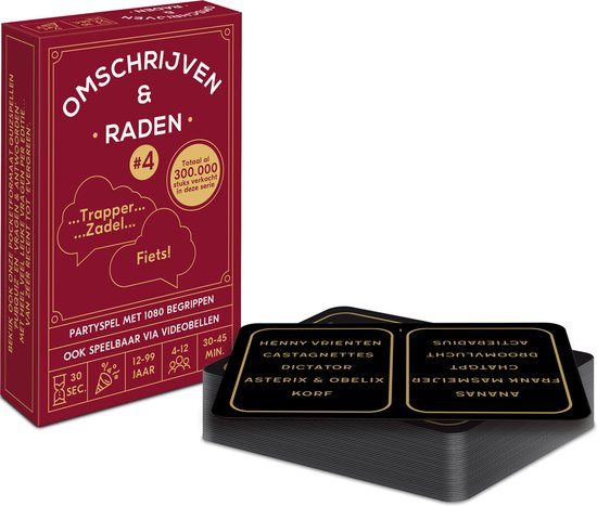 Omschrijven & Raden #4 - Kaartspel - 30 seconden tijdlimiet per 5 begrippen / totaal 1080 Belgische begrippen - pocketformaat raadspel / partyspel - 4-12 spelers (grote groepen)