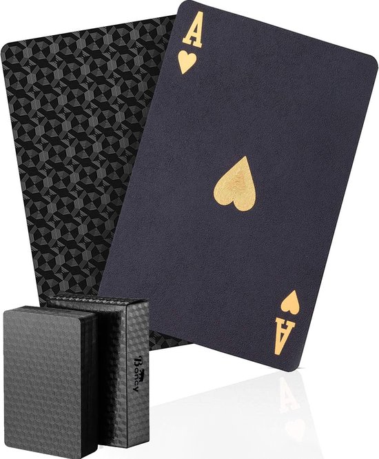 Boncy® Cartes à jouer de luxe - Jeu de cartes noir - Cartes 100 % plastique et imperméables - Cartes de poker - Pour poker ou jeux à boire pour adultes