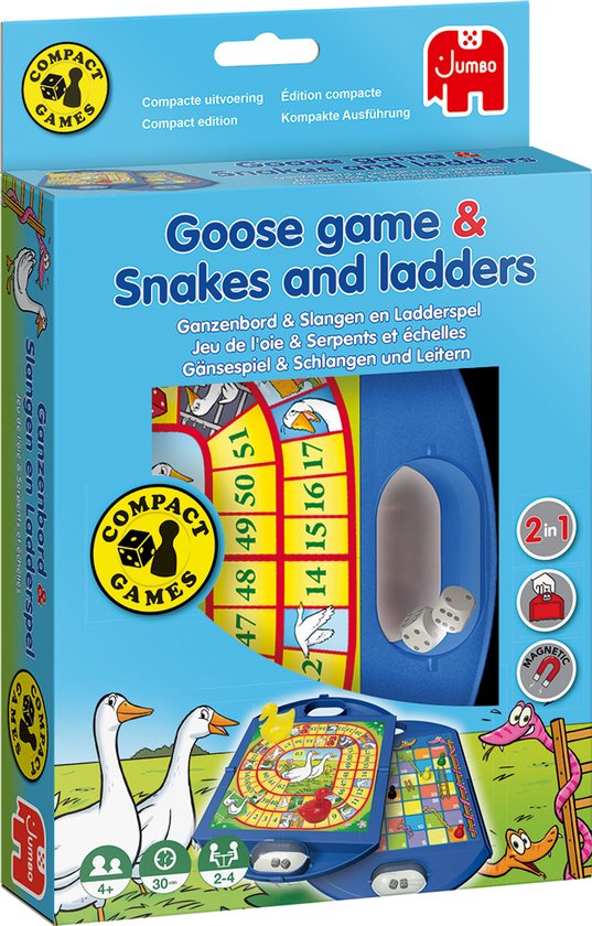 Jumbo - Ganzenbord & Slangen en Ladders - Bordspel - Reiseditie - Compact - jaar