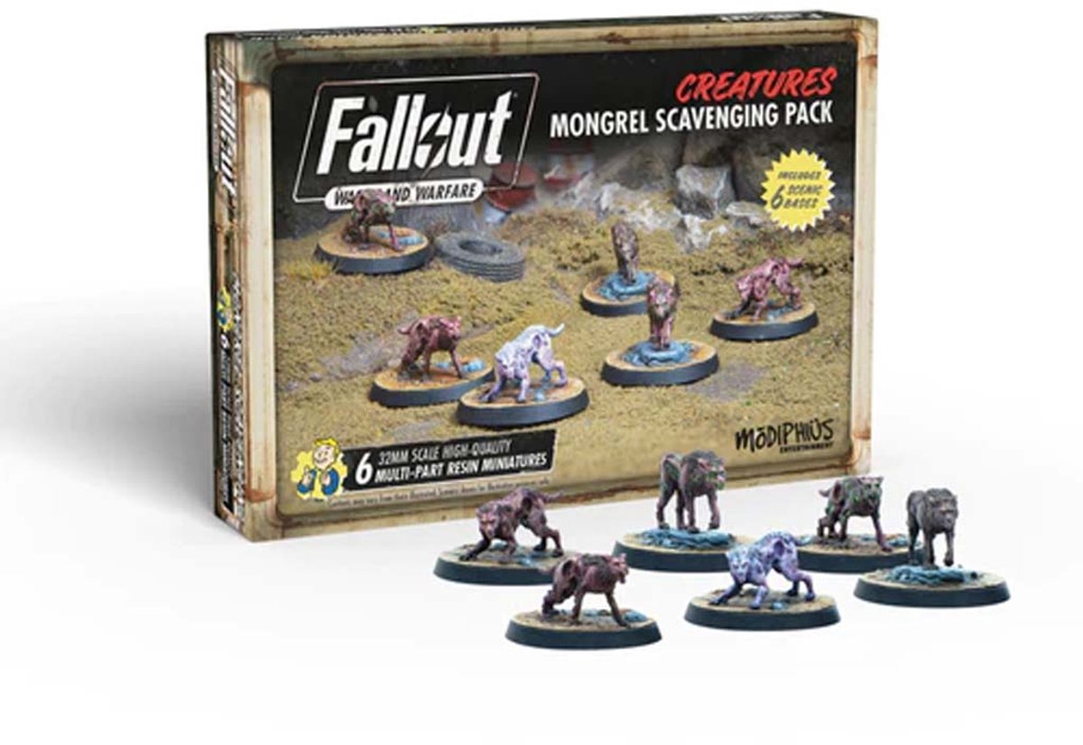 Fallout: Wasteland Warfare - Creatures: Mongrel Scavenging Pack - Uitbreiding - Modiphius Entertainment - Ongeschilderd