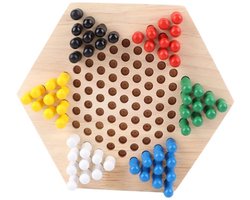 Dammenset - Educatief Speelgoed - Houten Spel - Kleurrijke Pinnen - Zeshoekig Design - Verbeterd Denkvermogen - Bordspel