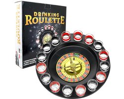 Roulette Drankspel 16-delig – Met Shotglazen – Voor 2-8 Spelers – Rood/Zwart – Partyspel