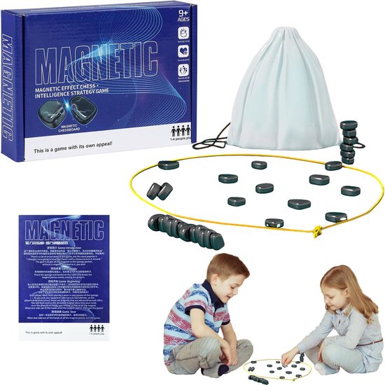 Magnetisch schaakspel voor kinderen, magnetisch schaakbord, spel, magnetische stenen, spel, draagbaar schaakbordfeest voor familie en vrienden