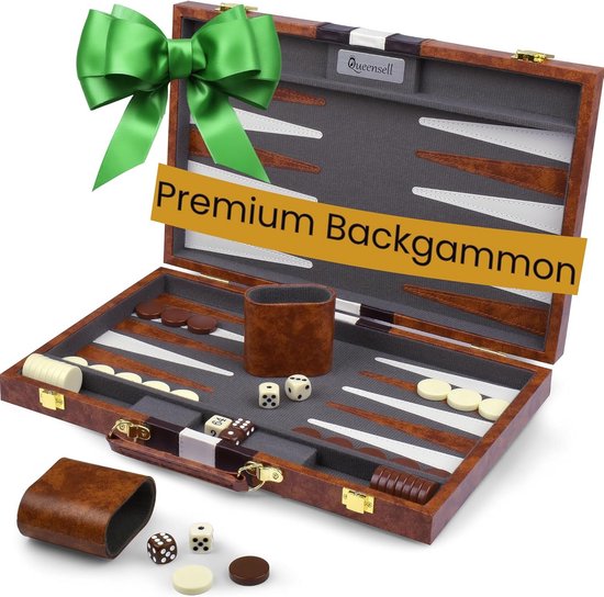 SP® Backgammon - Backgammon Koffer - Luxe Reiseditie - Bruin - 38cm x 25cm x 6cm