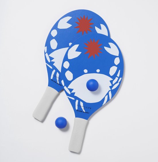 Sunnylife - Outdoor Games Strandtennis Set Whack - Hout - Blauw