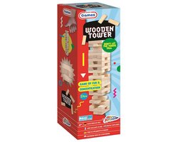 Grafix houten stapeltoren spel - 54 blokken - gezelschapsspel.